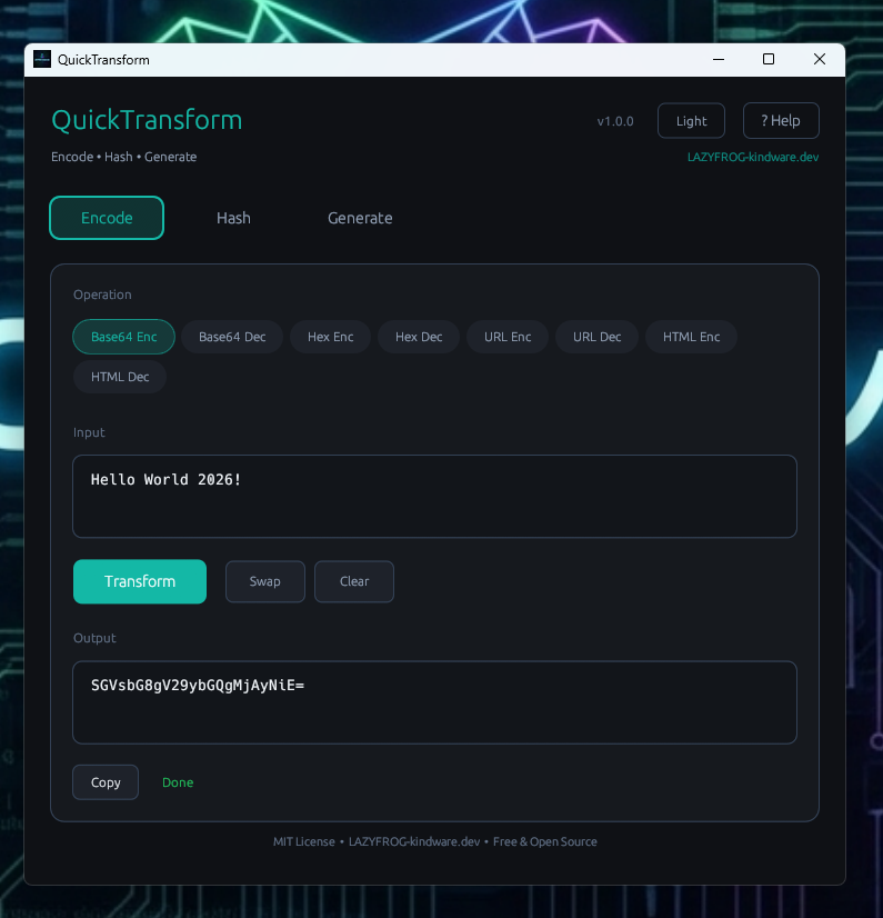 QuickTransform Encode Dark