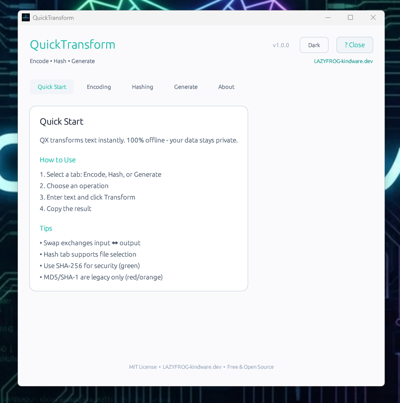 QuickTransform Quick Start